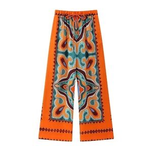 Zara NWT Flowy Printed Pants Size XL